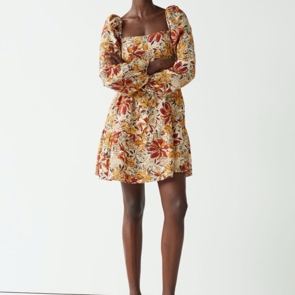 & Other Stories 100% Linen Puff Sleeve Sundress